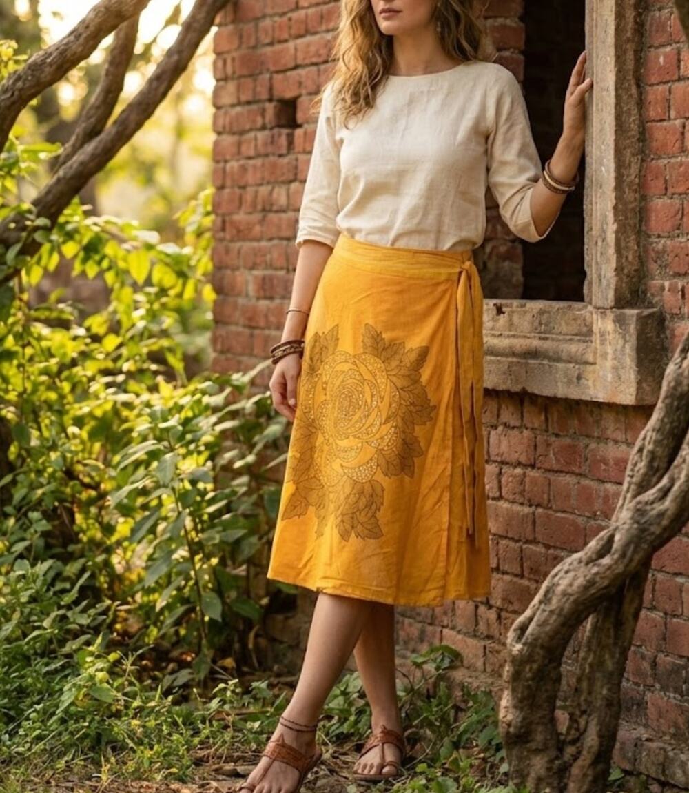 SHEESH Tie Skirt Cotton Wrap BOHO Rajasthani Hippie Indian Floral Sequined NWT